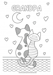 Child coloring page Heart Cat I love you Animal Dog and cat