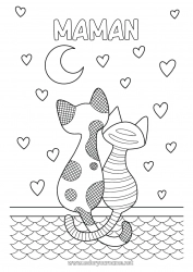 Coloriage enfant Coeur Chat Je t'aime Animal Chiens et chats