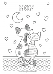 Child coloring page Heart Cat I love you Animal Dog and cat