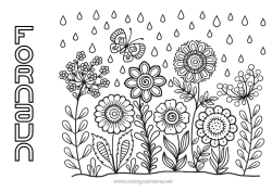 Gratis fargelegging Blomster Vår Sommerfugl Insekter