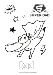 Child coloring page Fancy dress Dad Crocodile Hero Reptiles