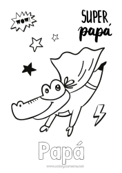 Colorear gratis Disfraz Papá Cocodrilo Héroe Reptiles