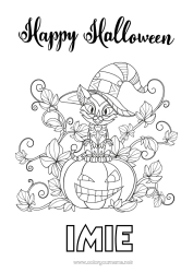Kolorowanka za darmo Dynia Czarny kot Kot Halloween Psy i koty Napis 'halloween'
