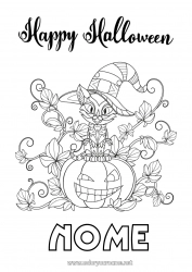 Colorazione gratuita Zucca Gatto nero Gatto Halloween CanI e gatti Iscrizione 
