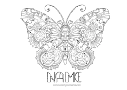 Colouring to customise Robot Butterfly Animal Insects Steampunk Gears