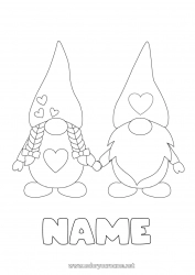 Free drawing Heart I love you Gnome Valentine's Day