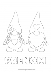 Dessin gratuit Coeur Je t'aime Gnome Saint valentin