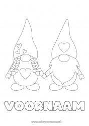 Gratis tekening Hart Ik hou van jou Kabouter Valentijnsdag