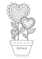 Free colouring Flowers Calm and zen Heart Happy birthday I love you.