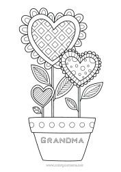 Free coloring Flowers Calm and zen Heart Happy feast day ! I love you