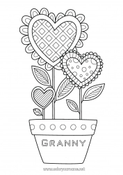 Child coloring page Flowers Calm and zen Heart Happy feast day ! I love you