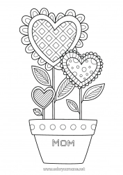 Child coloring page Flowers Calm and zen Heart Happy feast day ! I love you