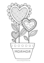 Gratis färgläggning Blommor Lugn och zen Hjärta Grattis på födelsedagen Jag älskar dig.