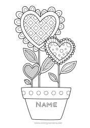 Free colouring Flowers Calm and zen Heart Happy birthday I love you.