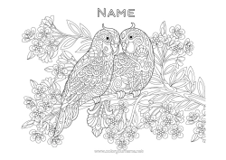 Colouring to customise Bird I Love You. Animal Parrot Birds And Flying Mammals