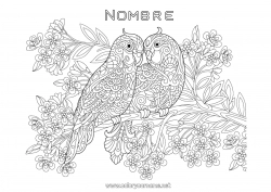 Colorear gratis Pájaro Te amo Animales Loro Aves y mamíferos voladores