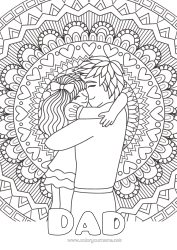 Free colouring Mandala Dad Girl I love you. Animal