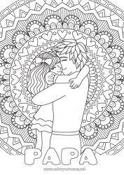 Coloriage enfant Mandala Papa Fille Je t'aime Animal