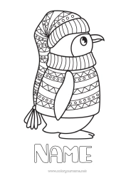 Free colouring Winter Penguin, Tuxedo Animal Birds and flying mammals Sweater