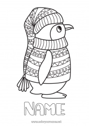 Free coloring Winter Penguin Animal Flying birds and mammals Sweater