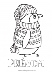 Coloriage gratuit Hiver Pingouin, Manchot Animal Oiseaux et mammifères volants Pull over