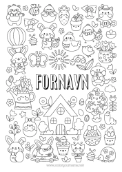 Gratis farvelægning Kawaii Forår Påskeæg Påske Symboler Komplekse farvelægninger