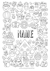 Free colouring Cute Spring Easter eggs Easter Symbols Complex colouring pages