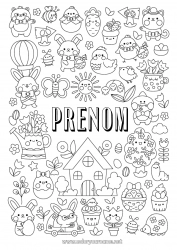 Dessin gratuit Kawaii Printemps Oeufs de Pâques Pâques Symboles Coloriages complexes