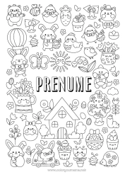 Pagină de colorat gratuită Drăguț Primăvară Ouă de Paște Paște Simboluri Desene de colorat complexe
