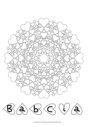 Kolorowanka za darmo Serce Mandala Tata Mama Babcia Dziadek Kocham cię.