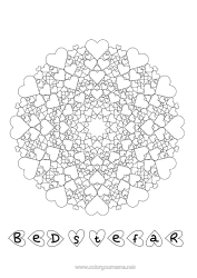 Gratis farvelægning Hjerte Mandala Far Mor Bedstemor Bedstefar Jeg elsker dig.