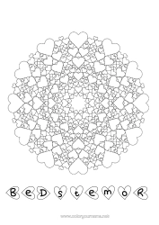 Gratis farvelægning Hjerte Mandala Far Mor Bedstemor Bedstefar Jeg elsker dig.
