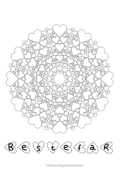 Gratis fargelegging Hjerte Mandala Pappa Mamma Bestemor Bestefar Jeg elsker deg.