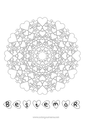 Gratis fargelegging Hjerte Mandala Pappa Mamma Bestemor Bestefar Jeg elsker deg.