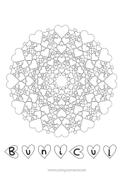Pagină de colorat gratuită Inimă Mandala Tată Mama Bunica Bunicul Te iubesc.