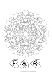 Gratis farvelægning Hjerte Mandala Far Mor Bedstemor Bedstefar Jeg elsker dig.