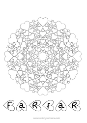 Gratis färgläggning Hjärta Mandala Pappa Mamma Mormor Farfar Jag älskar dig.