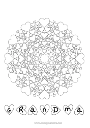 Free coloring Heart Mandala Dad Mum Grandma Grandpa I love you