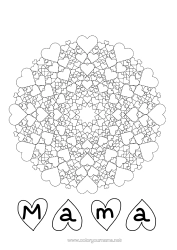 Pagină de colorat gratuită Inimă Mandala Tată Mama Bunica Bunicul Te iubesc.