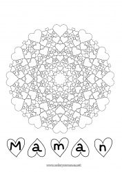 Coloriage enfant Coeur Mandala Papa Maman Mamie Papi Je t'aime