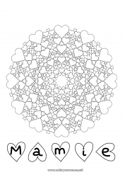 Coloriage enfant Coeur Mandala Papa Maman Mamie Papi Je t'aime