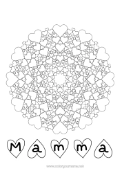 Gratis fargelegging Hjerte Mandala Pappa Mamma Bestemor Bestefar Jeg elsker deg.