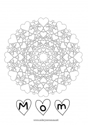 Child coloring page Heart Mandala Dad Mum Grandma Grandpa I love you