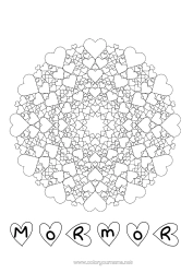 Gratis färgläggning Hjärta Mandala Pappa Mamma Mormor Farfar Jag älskar dig.