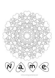 Free colouring Heart Mandala Dad Mum Grandma Grandad I love you.