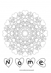 Pagina da colorare per bambini Cuore Mandala Papà Mamma Nonna Nonno Ti amo