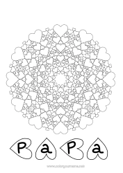 Colorear gratis Corazón Mandala Papá Mamá Abuela Abuelo Te amo