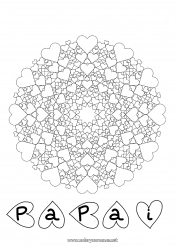 Página de desenho infantil Coração Mandala Papai Mamãe Vovó Vovô Eu te amo