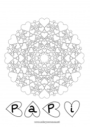 Coloriage enfant Coeur Mandala Papa Maman Mamie Papi Je t'aime