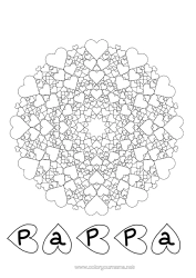 Gratis fargelegging Hjerte Mandala Pappa Mamma Bestemor Bestefar Jeg elsker deg.